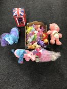 A box of Care Bear, Paddington Bear,