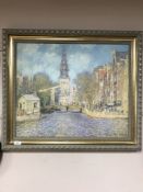 An Artagraph Edition : Impressionist study of a canal, 65 cm x 54 cm, framed.