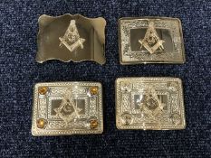 Four Masonic belt buckles