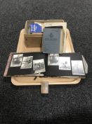 A walnut backed Jerusalem photograph album containing monochrome photographs,