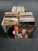 Three boxes containing a quantity of LP's, 78's and twelve inch singles including country,