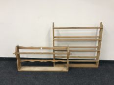 A pine kitchen plate rack together with a oak plate rack