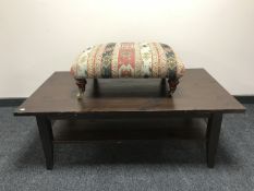 A contemporary stained pine two tier coffee table,
