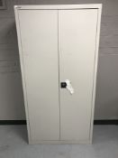 A Euro metal double door stationary cabinet with keys