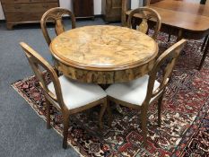 A 19th century style inlaid and ormolu mounted pedestal games table,