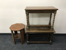 Two oak side tables,