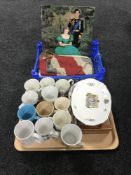 A box containing royal family ephemera including records, books, souvenir programmes,