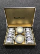 A box containing a twelve piece Royal Tuscan Manhattan coffee set