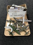 A tray of die cast aircraft with stands, boxed Revel pilots and ground crew kit,