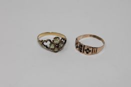 A Georgian ruby and paste ring, together with a Victorian ruby and seed pearl ring, 3.