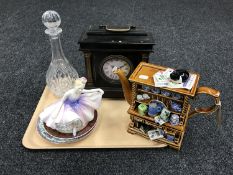 A tray containing a Ringtons's celebration tea pot, Royal Doulton figurine ' Dancing Years' HN2235,