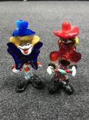 Two Murano glass clowns