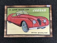 A hand painted pine panel,