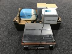 A box containing a Aiwa micro Hi-Fi system,