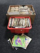 Five boxes and a flight case containing a large quantity of 45 singles,