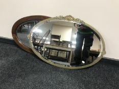 An early twentieth century brass framed bevel edged mirror,