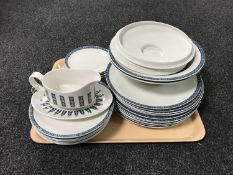 A tray containing forty pieces of Royal Doulton Moonstone dinnerware