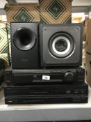 A Denon five disc CD player,