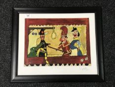 A framed oil, 'That's the way to do it', signed A.