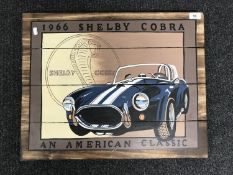 A hand painted pine panel,