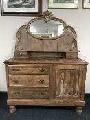 An antique pine mirror backed sideboard