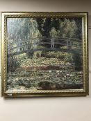 An Artagraph edition : Bridge over lilly pads, 65 cm x 62 cm, framed.