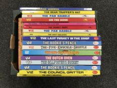 A box of Viz annuals and one volume 'Rude Kids'.