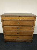 A late 19th century oak chest on stand