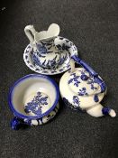 An Ironstone blue and white kettle,