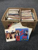 Four boxes of seven inch singles, rock, pop, etc,
