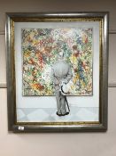 An Artagraph edition : Man looking at abstract picture (Norman Rockwell), 61 cm x 73 cm, framed.