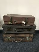 Three vintage luggage cases