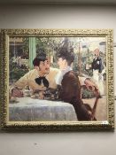 An Artagraph edition : Parisian cafe scene, 70 cm x 61 cm, framed.