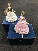 Two boxed Royal Worcester figures - Diana and Debutante