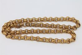 An ornate 19th century yellow metal belcher chain with diamond set clasp CONDITION