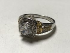 A silver and cz dress ring