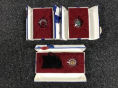 Three boxed Swarovski Crystal sunflowers,