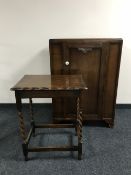 An oak linen chest together with an oak barley twist occasional table