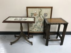 A mahogany tapestry fire screen,