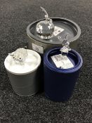 Three boxed Swarovski Crystal figures; an apple,