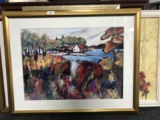 Nine assorted contemporary framed prints and photographs together with two floral framed mirrors