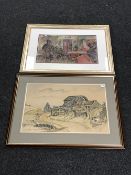 A gilt framed pastel drawing - The Games Room by Durac Barnett,