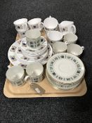 A tray containing part Royal Doulton tapestry tea set and part Gainsborough bone china tea set
