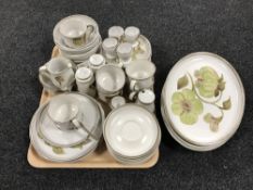 A tray containing approximately forty one pieces of Denby dinner wares