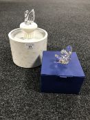 A boxed Swarovski Crystal One Hundred Year Anniversary figure, Swan on Plinth,