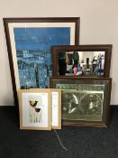 A contemporary framed mirror,