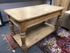 A Victorian pine kitchen work island,