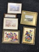 A circa 1900 gilt framed watercolour, rural study, together with two J.M.