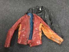 Two vintage leather motorcycle jackets