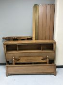 A 4' bed frame and a pair of pine 3' bed frames
